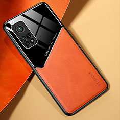 Funda Silicona Goma de Cuero Carcasa con Magnetico para Xiaomi Mi 10T Pro 5G Naranja