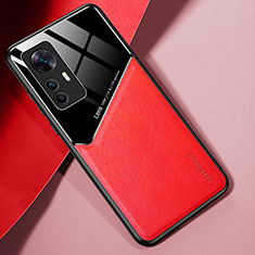 Funda Silicona Goma de Cuero Carcasa con Magnetico para Xiaomi Mi 12T Pro 5G Rojo