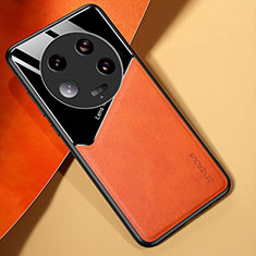 Funda Silicona Goma de Cuero Carcasa con Magnetico para Xiaomi Mi 13 Ultra 5G Naranja