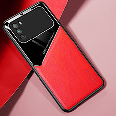 Funda Silicona Goma de Cuero Carcasa con Magnetico para Xiaomi Poco M3 Rojo