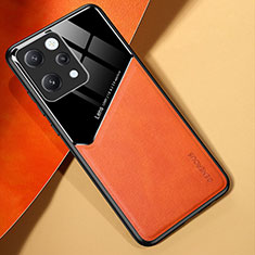 Funda Silicona Goma de Cuero Carcasa con Magnetico para Xiaomi Redmi 12 4G Naranja