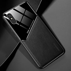 Funda Silicona Goma de Cuero Carcasa con Magnetico para Xiaomi Redmi 9A Negro
