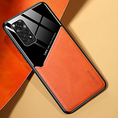 Funda Silicona Goma de Cuero Carcasa con Magnetico para Xiaomi Redmi Note 11 4G (2022) Naranja