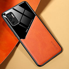 Funda Silicona Goma de Cuero Carcasa con Magnetico para Xiaomi Redmi Note 11 SE 5G Naranja