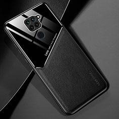 Funda Silicona Goma de Cuero Carcasa con Magnetico para Xiaomi Redmi Note 9 Negro