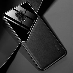 Funda Silicona Goma de Cuero Carcasa con Magnetico para Xiaomi Redmi Note 9 Pro Negro