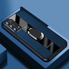 Funda Silicona Goma de Cuero Carcasa con Magnetico S01 para Oppo Reno6 Pro+ Plus 5G Azul