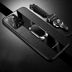 Funda Silicona Goma de Cuero Carcasa con Magnetico S01 para Xiaomi Redmi Note 12 Pro Speed 5G Negro