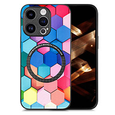 Funda Silicona Goma de Cuero Carcasa con Magnetico S01D para Apple iPhone 13 Pro Max Vistoso