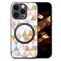 Funda Silicona Goma de Cuero Carcasa con Magnetico S01D para Apple iPhone 14 Pro Max Blanco