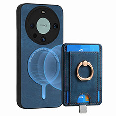 Funda Silicona Goma de Cuero Carcasa con Magnetico S01D para Huawei Mate 60 Azul