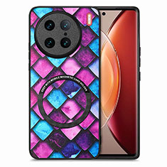 Funda Silicona Goma de Cuero Carcasa con Magnetico S01D para Vivo X90 Pro 5G Morado