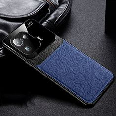 Funda Silicona Goma de Cuero Carcasa con Magnetico S02 para Xiaomi Mi 11 Pro 5G Azul