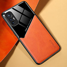 Funda Silicona Goma de Cuero Carcasa con Magnetico S02 para Xiaomi Mi 12X 5G Naranja