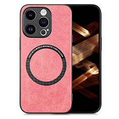 Funda Silicona Goma de Cuero Carcasa con Magnetico S02D para Apple iPhone 14 Pro Rosa