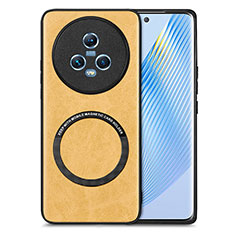 Funda Silicona Goma de Cuero Carcasa con Magnetico S02D para Huawei Honor Magic5 5G Amarillo