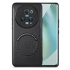 Funda Silicona Goma de Cuero Carcasa con Magnetico S02D para Huawei Honor Magic5 Pro 5G Negro