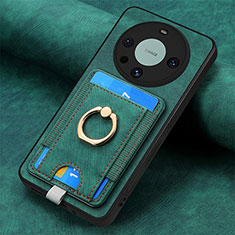 Funda Silicona Goma de Cuero Carcasa con Magnetico S02D para Huawei Mate 60 Pro+ Plus Verde