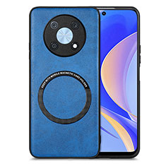 Funda Silicona Goma de Cuero Carcasa con Magnetico S02D para Huawei Nova Y90 Azul