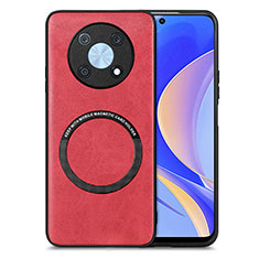 Funda Silicona Goma de Cuero Carcasa con Magnetico S02D para Huawei Nova Y90 Rojo