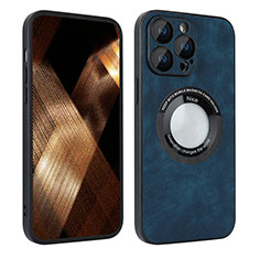 Funda Silicona Goma de Cuero Carcasa con Magnetico S07D para Apple iPhone 13 Pro Max Azul