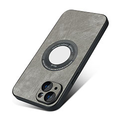Funda Silicona Goma de Cuero Carcasa con Magnetico S07D para Apple iPhone 14 Plus Gris Oscuro