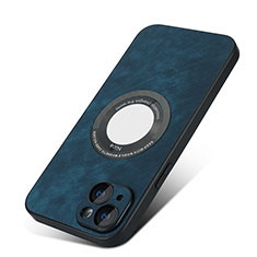 Funda Silicona Goma de Cuero Carcasa con Magnetico S07D para Apple iPhone 15 Plus Azul