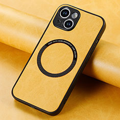 Funda Silicona Goma de Cuero Carcasa con Magnetico S11D para Apple iPhone 13 Amarillo