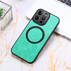 Funda Silicona Goma de Cuero Carcasa con Magnetico S11D para Apple iPhone 13 Pro Verde