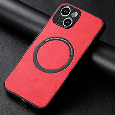 Funda Silicona Goma de Cuero Carcasa con Magnetico S11D para Apple iPhone 13 Rojo
