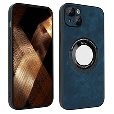 Funda Silicona Goma de Cuero Carcasa con Magnetico S14D para Apple iPhone 14 Azul