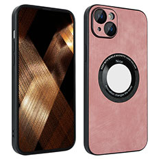 Funda Silicona Goma de Cuero Carcasa con Magnetico S14D para Apple iPhone 14 Plus Oro Rosa