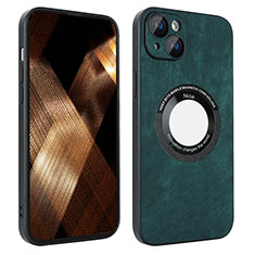 Funda Silicona Goma de Cuero Carcasa con Magnetico S14D para Apple iPhone 14 Plus Verde