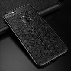 Funda Silicona Goma de Cuero Carcasa D01 para Apple iPhone 6S Negro