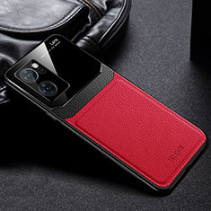 Funda Silicona Goma de Cuero Carcasa FL1 para Oppo Reno7 SE 5G Rojo