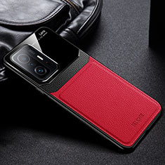 Funda Silicona Goma de Cuero Carcasa FL1 para Xiaomi Mi 11T Pro 5G Rojo