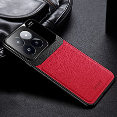 Funda Silicona Goma de Cuero Carcasa FL1 para Xiaomi Mi 14 5G Rojo