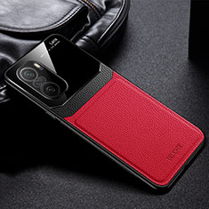 Funda Silicona Goma de Cuero Carcasa FL1 para Xiaomi Redmi Note 10 4G Rojo