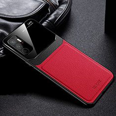 Funda Silicona Goma de Cuero Carcasa FL1 para Xiaomi Redmi Note 10T 5G Rojo
