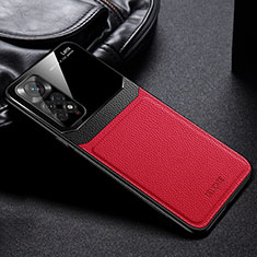 Funda Silicona Goma de Cuero Carcasa FL1 para Xiaomi Redmi Note 11 Pro 5G Rojo
