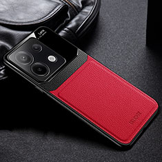 Funda Silicona Goma de Cuero Carcasa FL1 para Xiaomi Redmi Note 13 Pro 5G Rojo