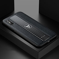 Funda Silicona Goma de Cuero Carcasa FL2 para Xiaomi Redmi 9AT Negro