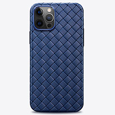 Funda Silicona Goma de Cuero Carcasa H01 para Apple iPhone 12 Pro Max Azul