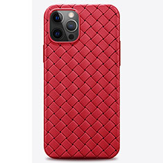 Funda Silicona Goma de Cuero Carcasa H01 para Apple iPhone 12 Pro Max Rojo