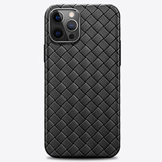 Funda Silicona Goma de Cuero Carcasa H01 para Apple iPhone 12 Pro Negro