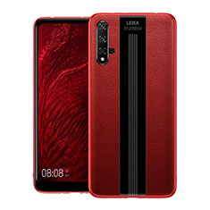 Funda Silicona Goma de Cuero Carcasa H01 para Huawei Honor 20S Rojo