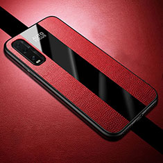 Funda Silicona Goma de Cuero Carcasa H01 para Oppo Find X2 Rojo