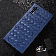 Funda Silicona Goma de Cuero Carcasa H01 para Samsung Galaxy Note 10 5G Azul