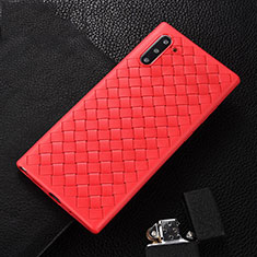 Funda Silicona Goma de Cuero Carcasa H01 para Samsung Galaxy Note 10 5G Rojo