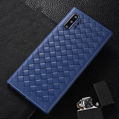 Funda Silicona Goma de Cuero Carcasa H01 para Samsung Galaxy Note 10 Plus Azul